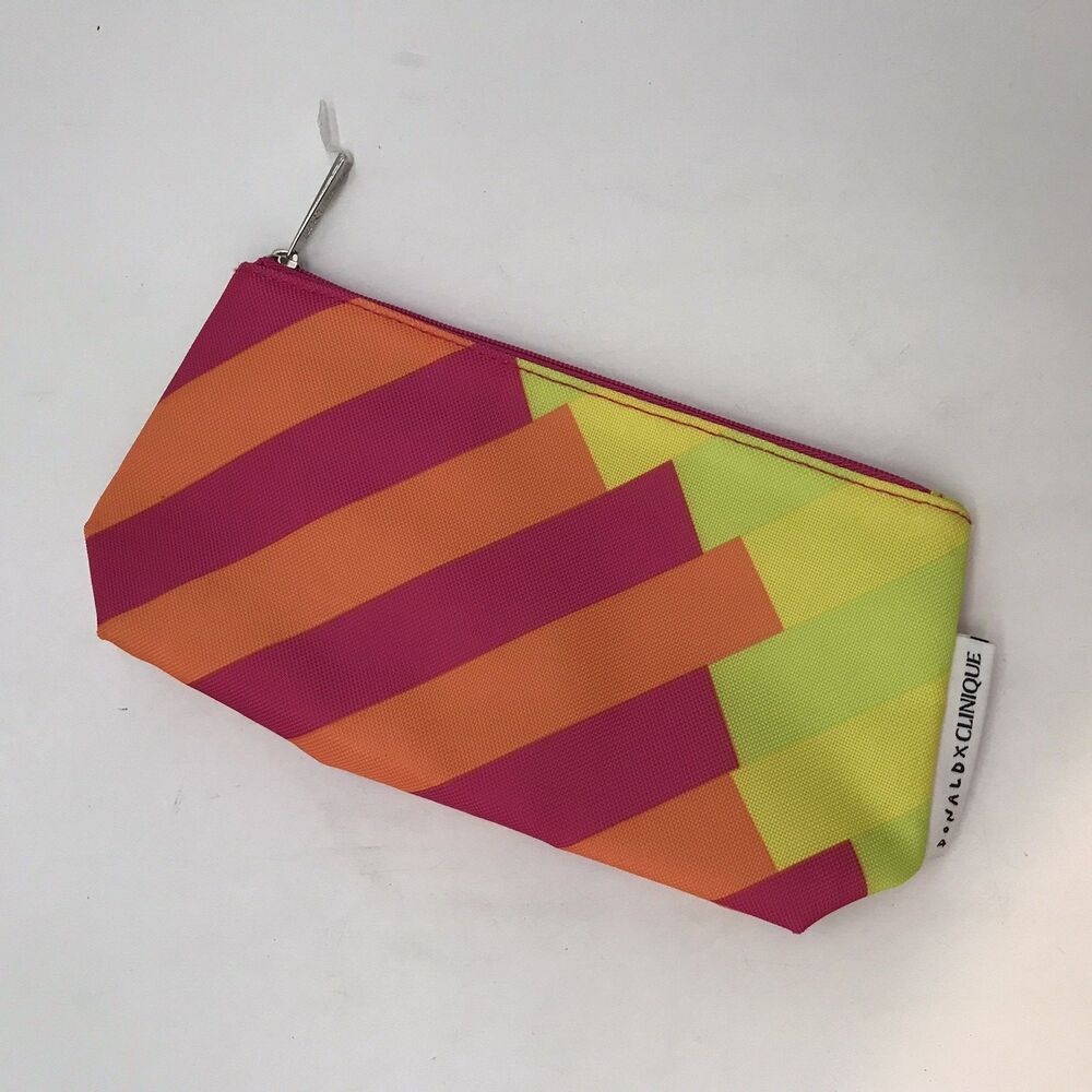Donald X Clinique Makeup Bag Geometric Multicolor Cosmetic Case Zip Travel Pouch